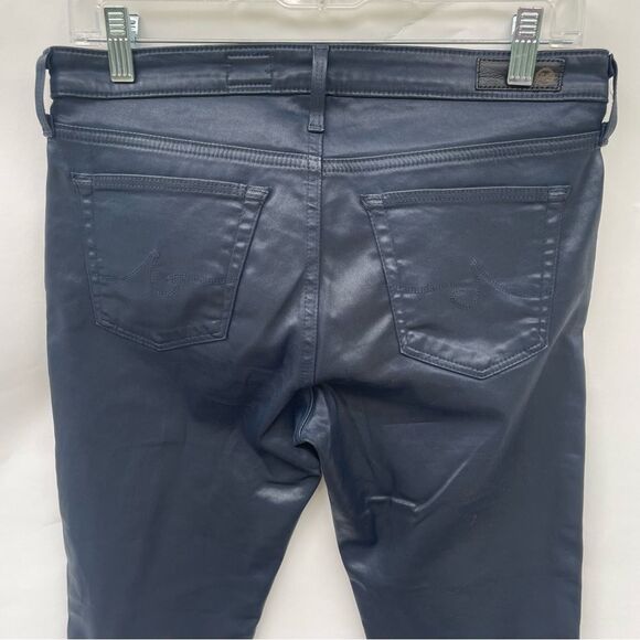 Adriano Goldschmied Farrah Navy Blue Leatherette Ankle Jeans Size 28R Dark Wash - Picture 5 of 10